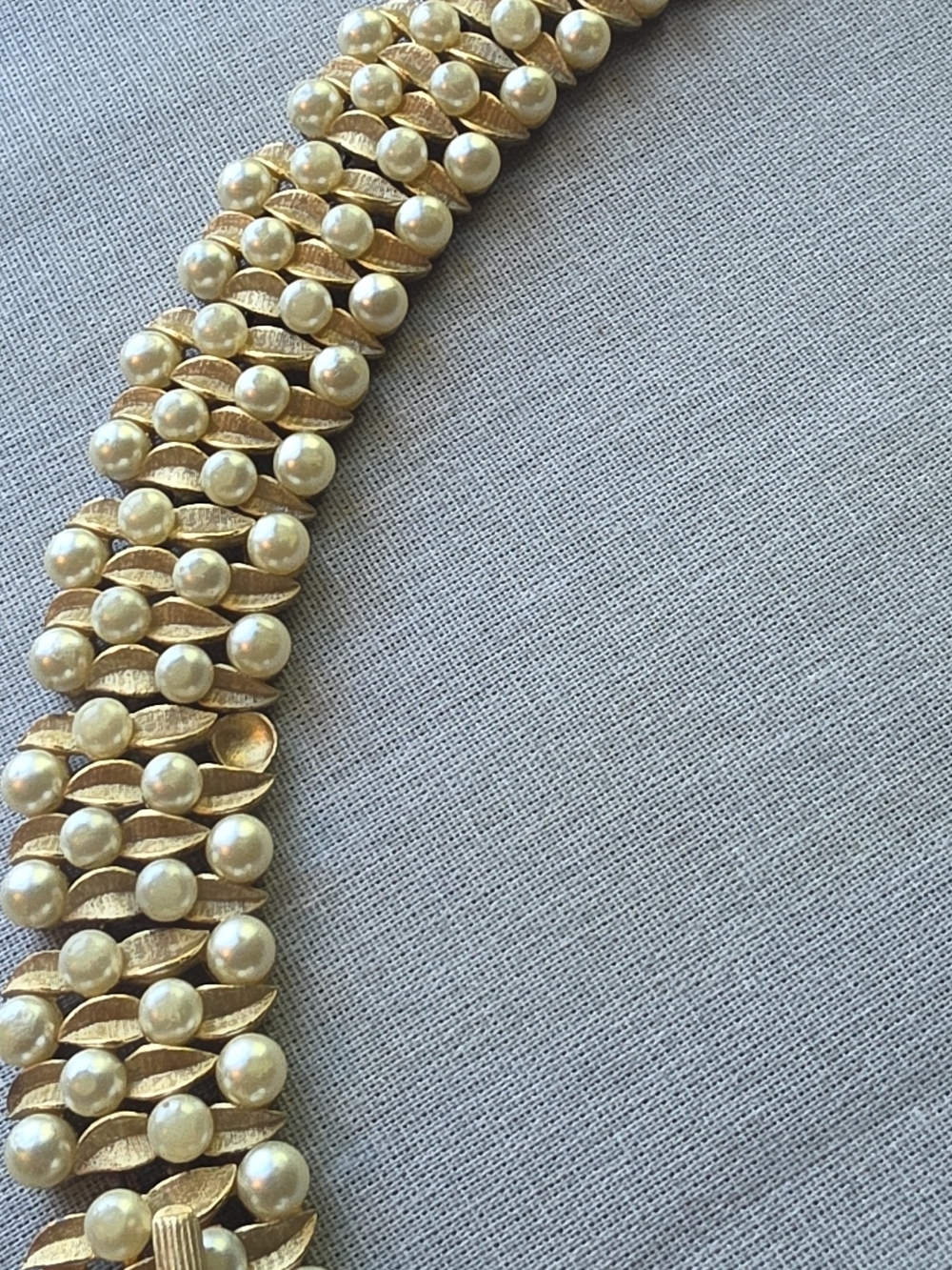 Gold-Tone Bracelet with Cream Pearl Accents
